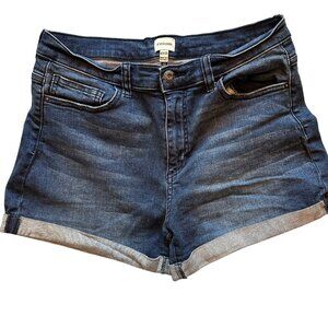 Denim Shorts W30 size 11 Rolled Hem Stretch Medium Wash
